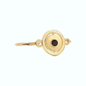 Carolee Black Red Rhinestone Gold Tone Double Sided Charm Bangle Bracelet
